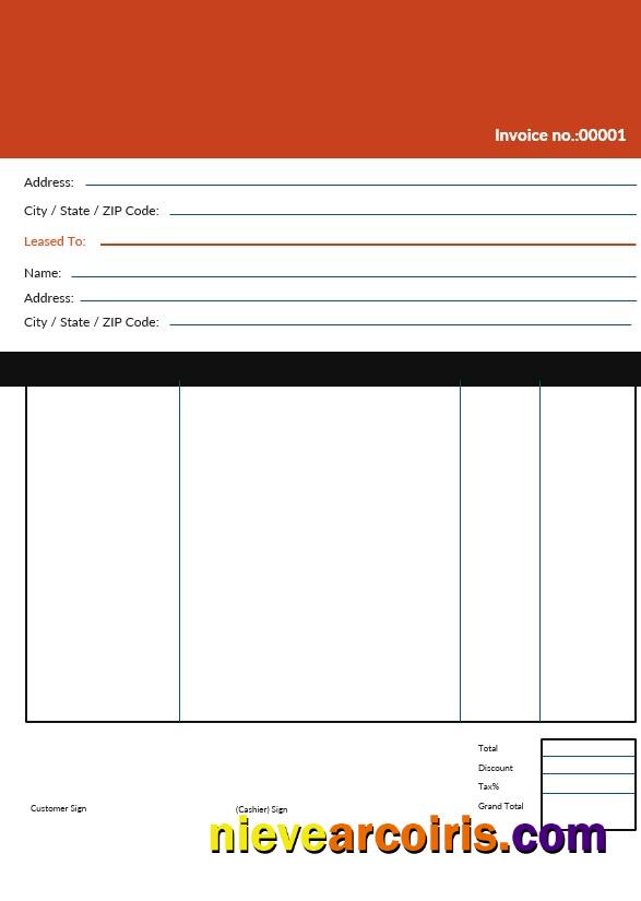 Editable Commercial Lease Invoice